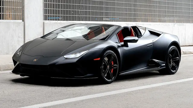 Matte Black Lamborghini Huracan Evo Spyder Front