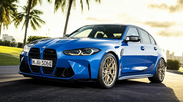 Blue BMW M3 Competition exotic car rental