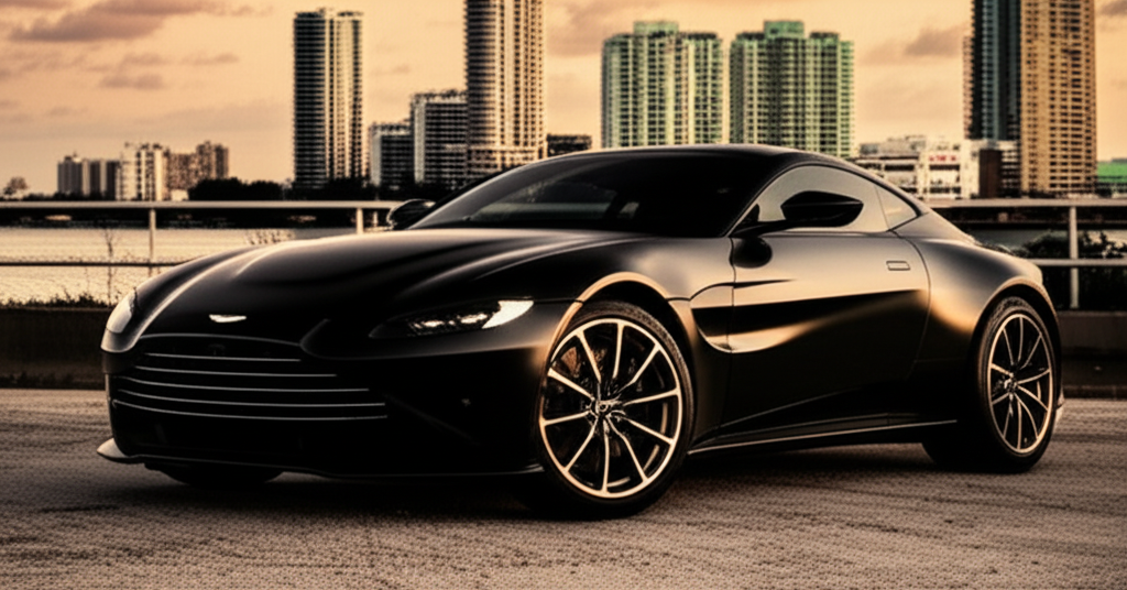 Matte Black Aston Martin Vantage exotic car rental