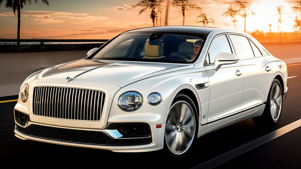 White Bentley Flying Spur exotic car rental