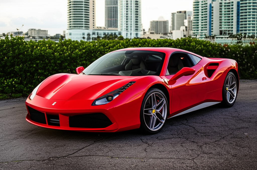 Red Ferrari 488 Gtb exotic car rental