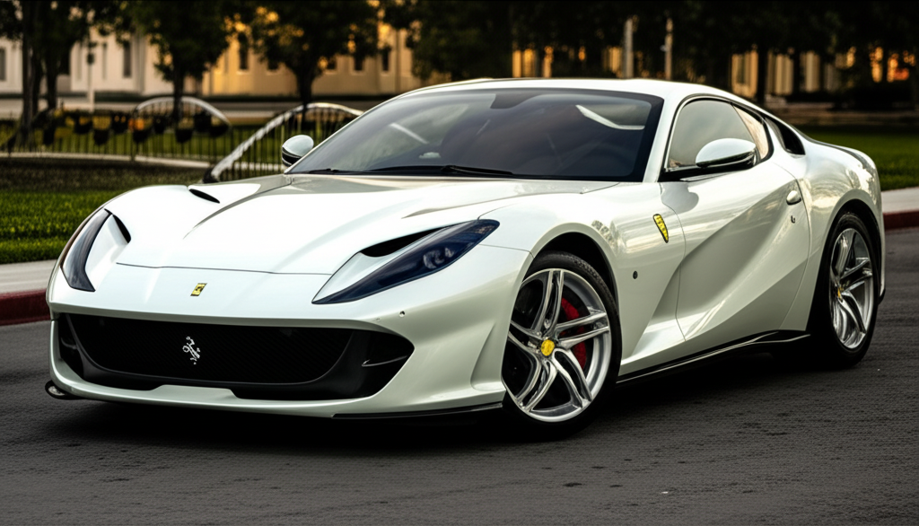 White Ferrari 812 Superfast exotic car rental