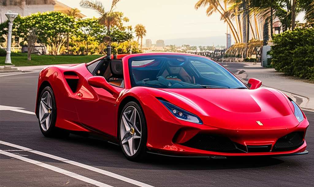 Red Ferrari F8 Tributo exotic car rental