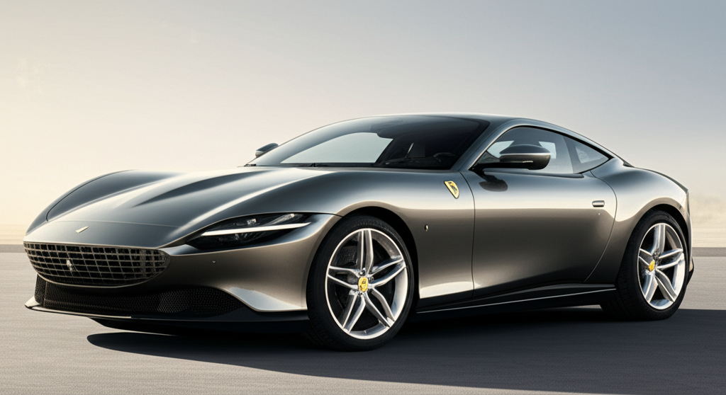 Gray Ferrari Roma exotic car rental