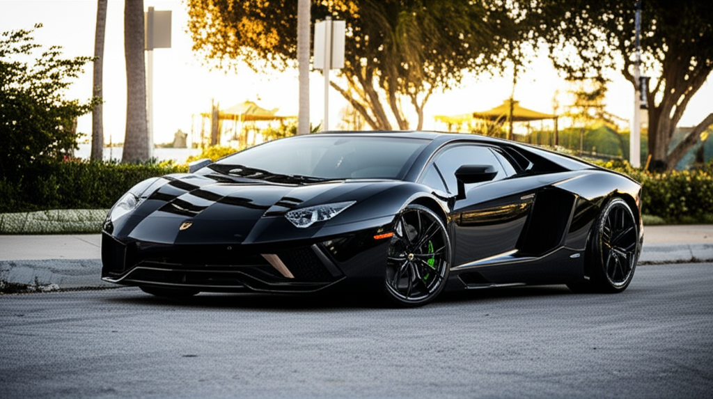 Black Lamborghini Aventador exotic car rental