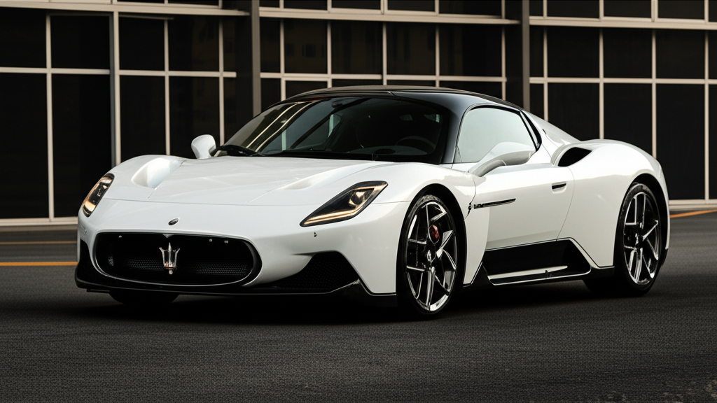 White Maserati Mc20 exotic car rental