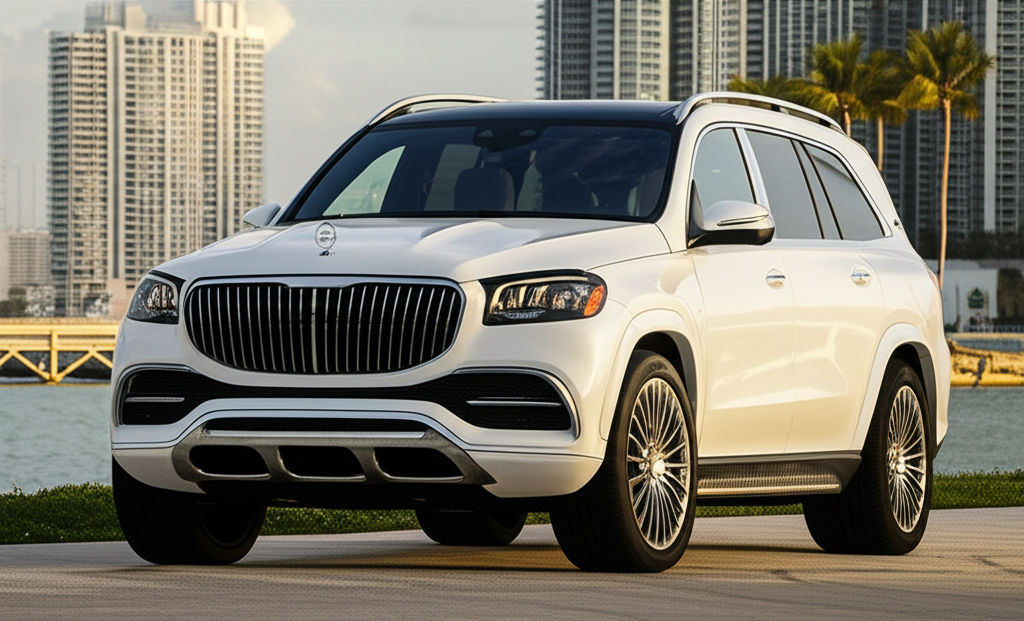 White Mercedes-Benz Maybach Gls600 exotic car rental